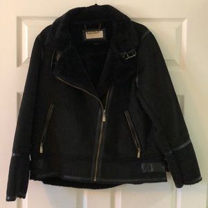 Brand New Michael Kors Black Faux Fur Jacket